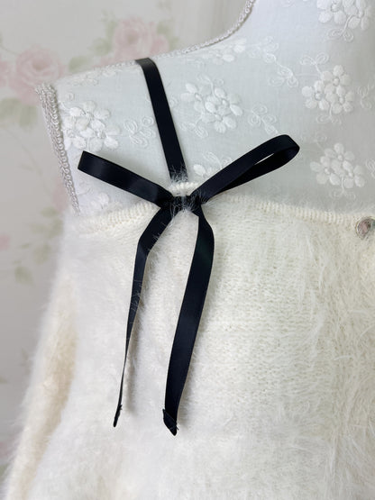 GRL Off Soulder Ribbon Sweater (Ivory)