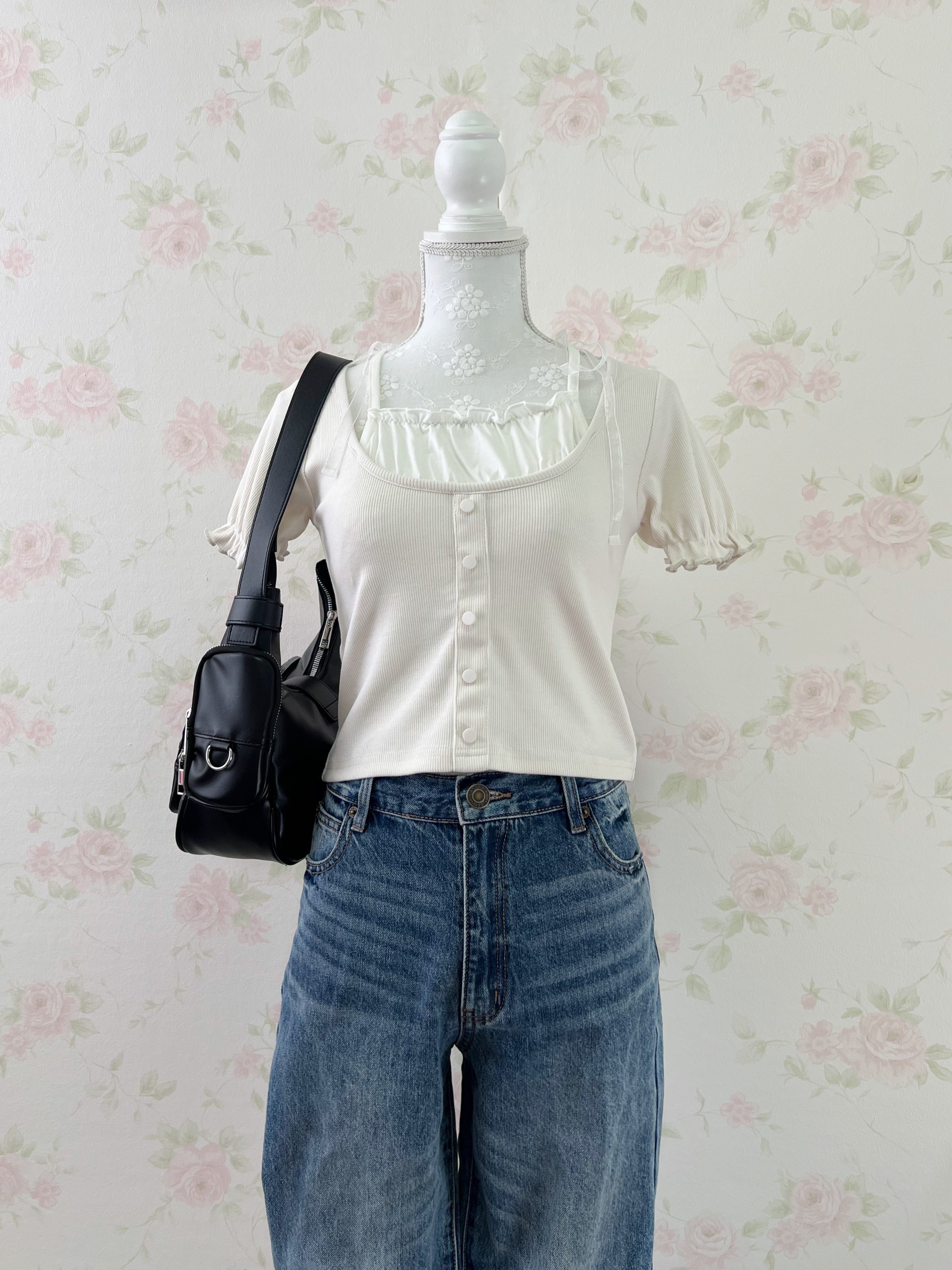 Milk Maid Organdy Bow Top (Beige)