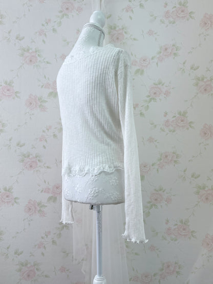 GRL Lacy One Button Cardigan (Ivory)