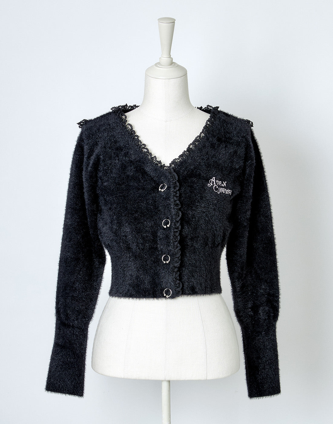 AVENCHUMU Body piercing button sailor shaggy knit cardigan