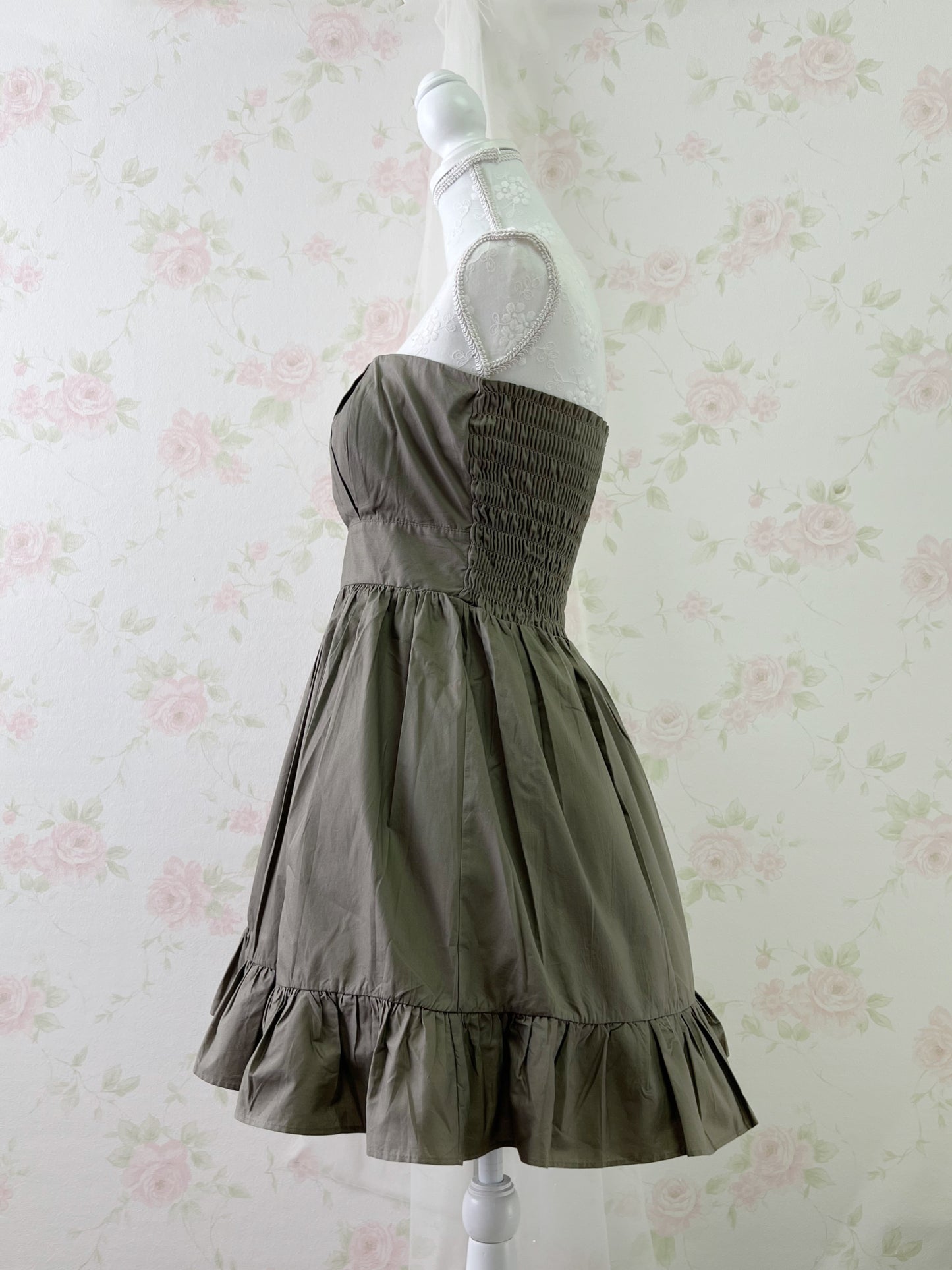 JAYRO WHITE Bare Top A-Line Dress (Khaki)