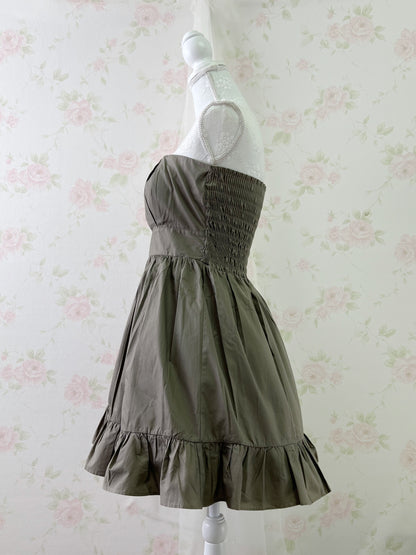 JAYRO WHITE Bare Top A-Line Dress (Khaki)