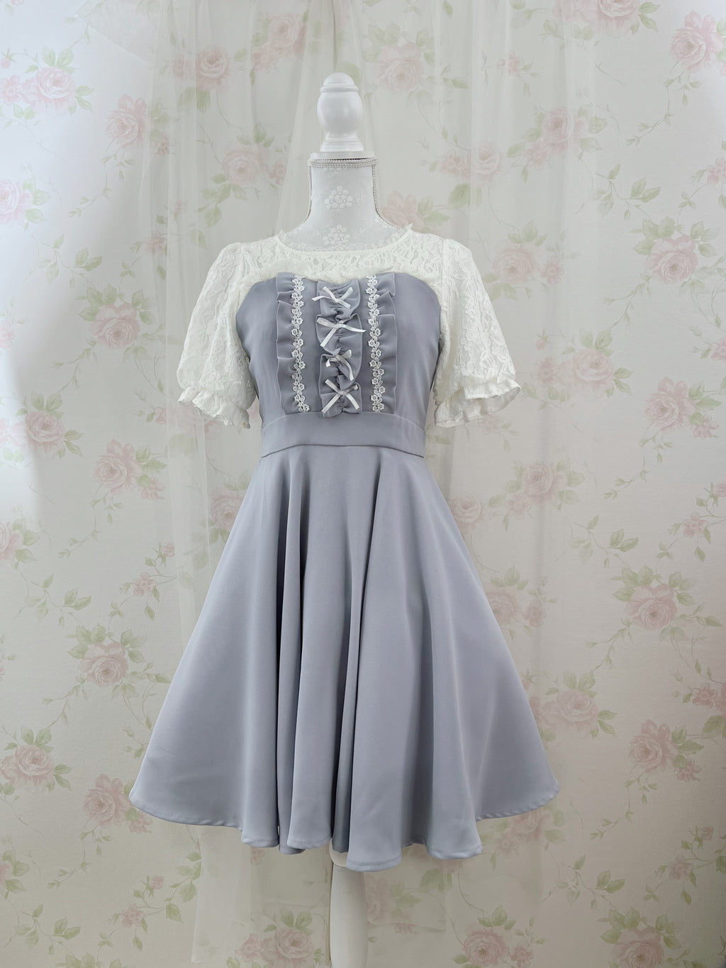mille fille closet Lace Sleeve Dolly Dress (Blue)