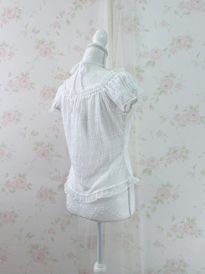 axes femme Side Ribbon Cross String Top (White)