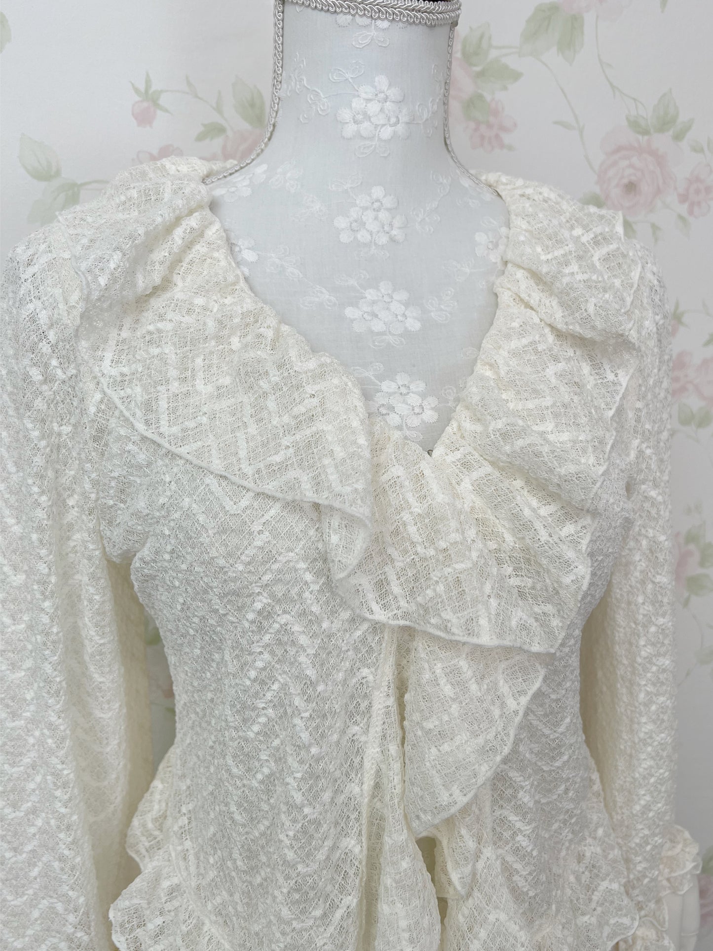 axes femme Lacy Y2K Revival Cardigan (Ivory)