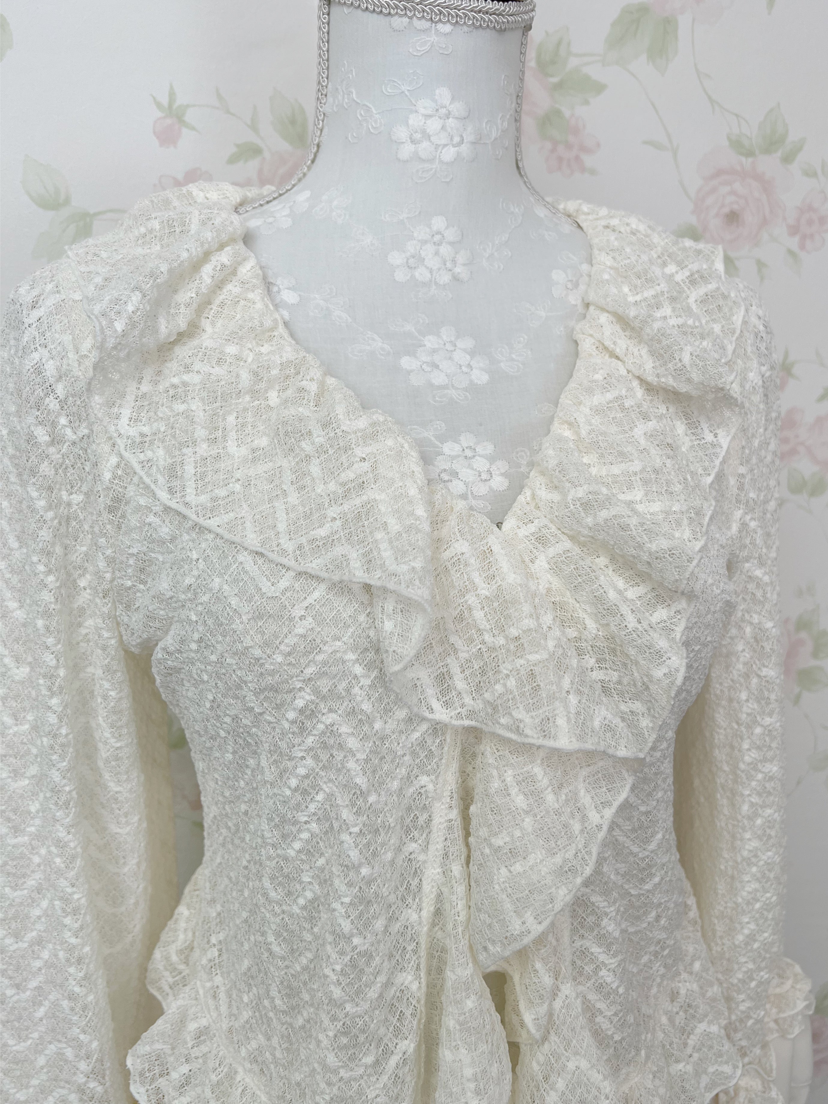 axes femme Lacy Y2K Revival Cardigan (Ivory)
