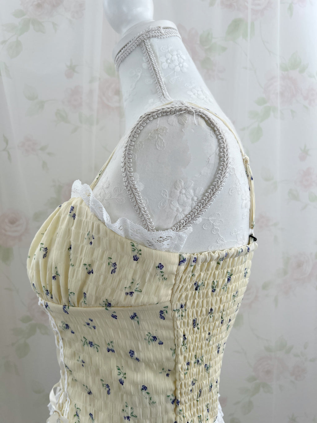 Petite Floral Laced Up Camisole (Yellow)