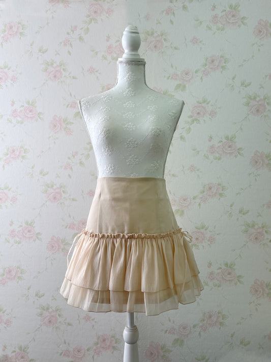 NICE CLAUP Layered Hem Side Bow Skirt