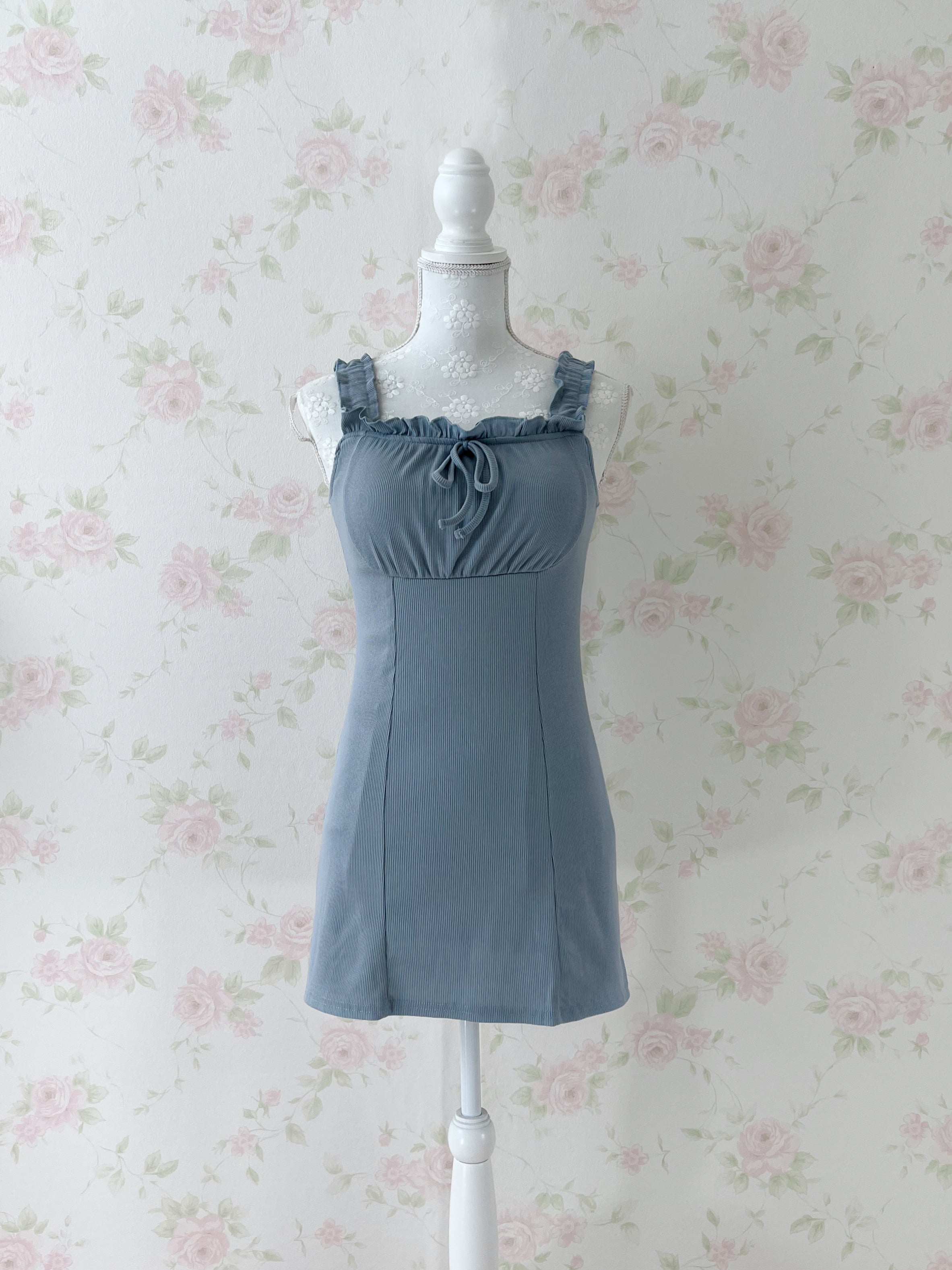 GRL Dolly Frilled Strap Dress (Blue)