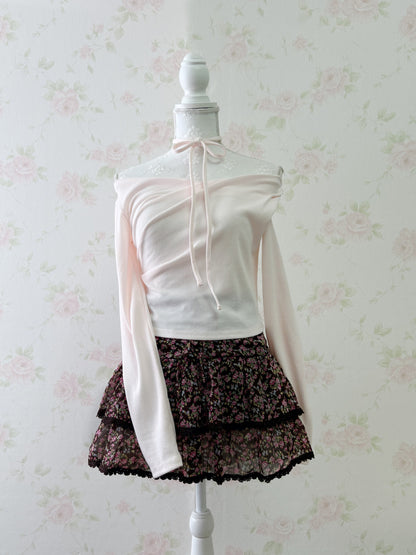 INGNI Petite Floral Layered Skirt (Brown)