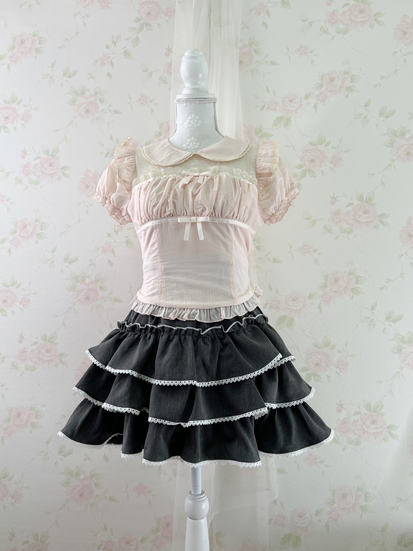 NoGenki Back Bow Girly Blouse (Peach Pink)