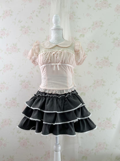 NoGenki Back Bow Girly Blouse (Peach Pink)