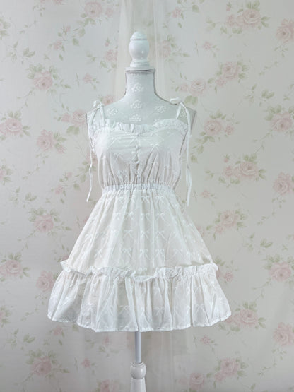 apres jour Ribbon Pattered Cotton Dress (Ivory)