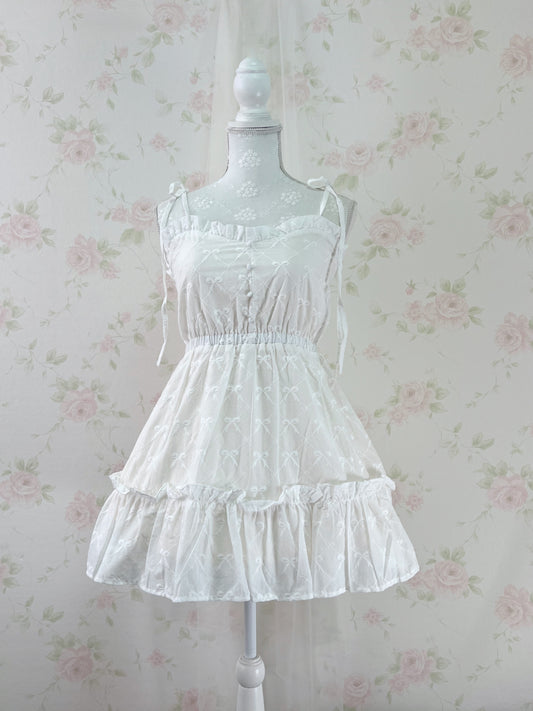 apres jour Ribbon Pattered Cotton Dress (Ivory)