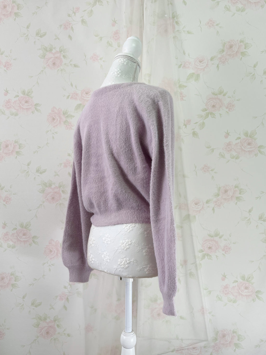 Pearl Button Shaggy Cardigan (Purple)