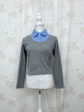 Shirt Attached Layer Like Top (Gray)