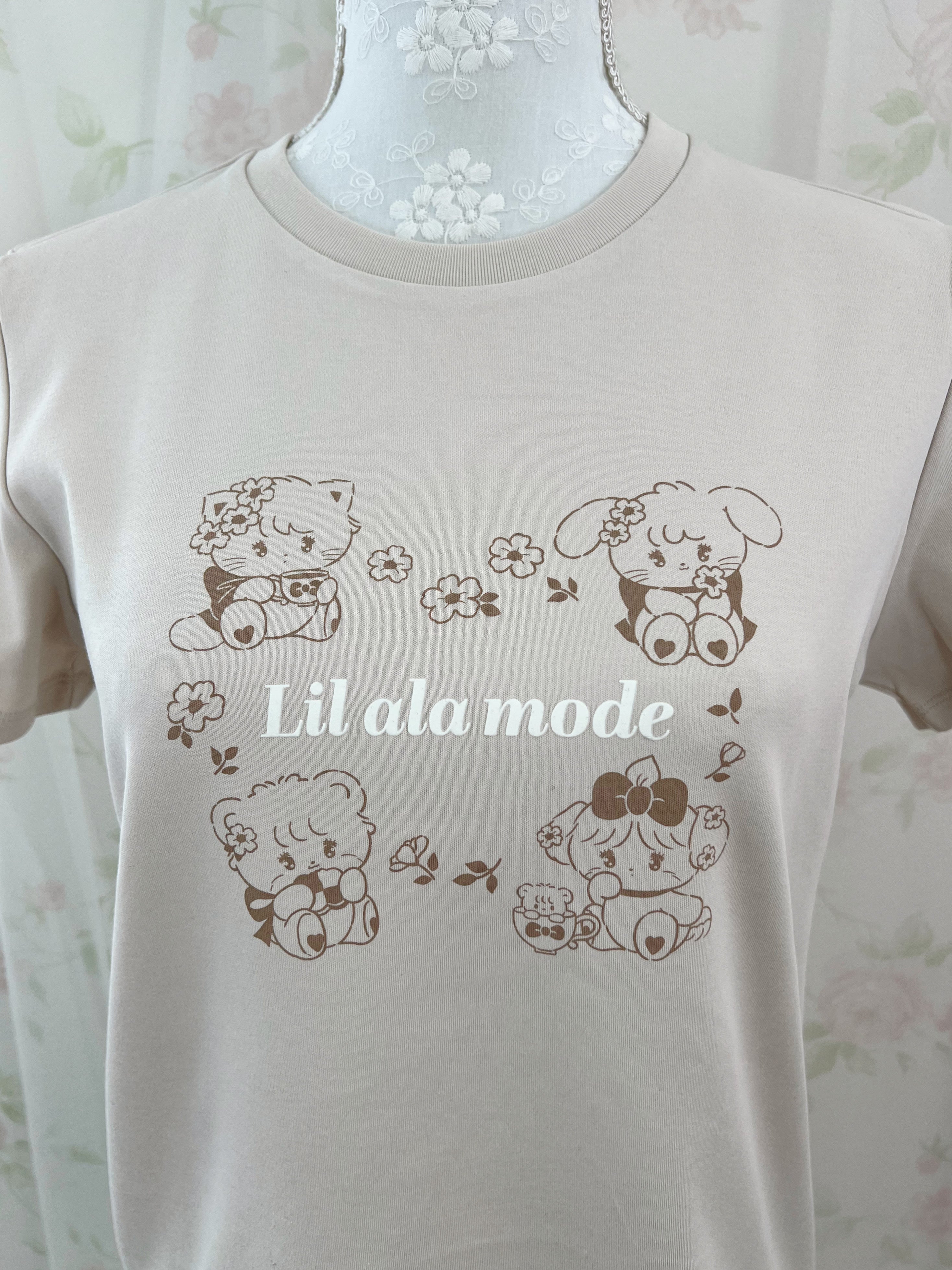 mikko Lil ala mode Printed T-Shirt (Milk Coffee)
