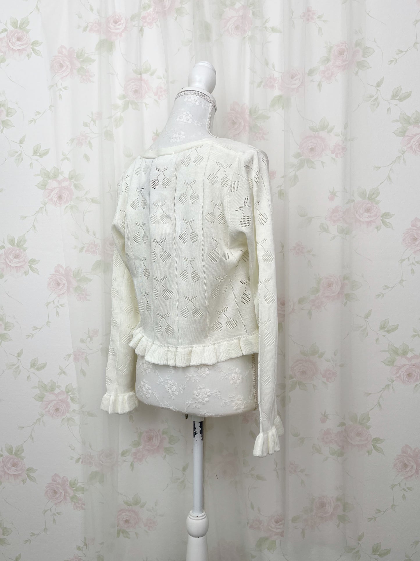 Cherry Ruffled Cardigan (Ivory)