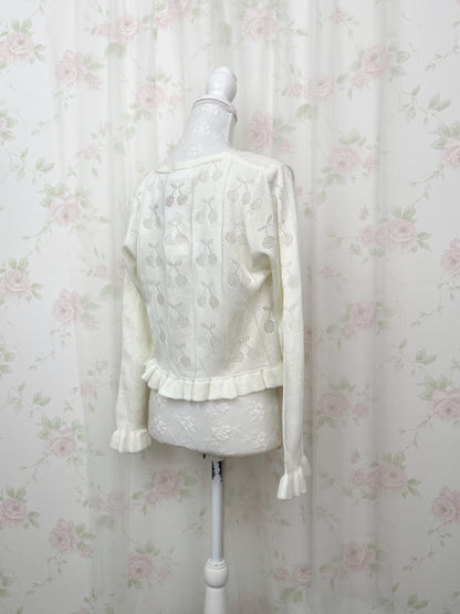 Cherry Ruffled Cardigan (Ivory)