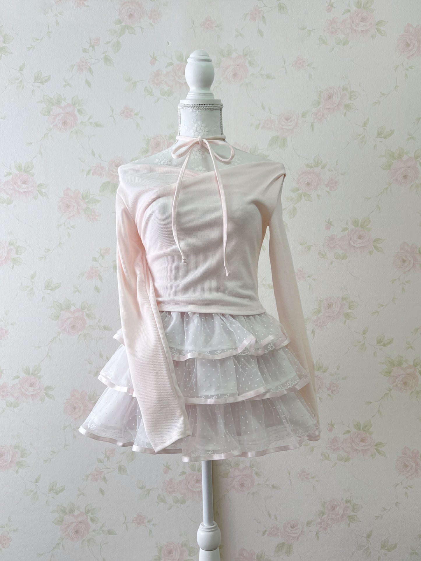 GRL Side String Tie Drape Top (Baby Pink)