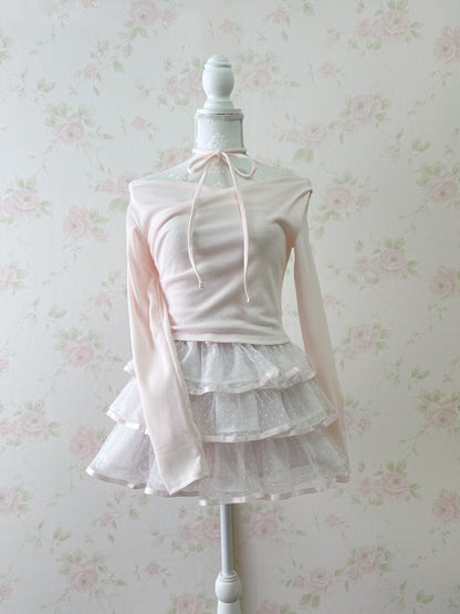GRL Side String Tie Drape Top (Baby Pink)
