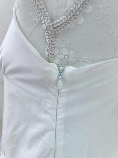 GRL Side Lacy Bow Camisole Cotton Dress (White)