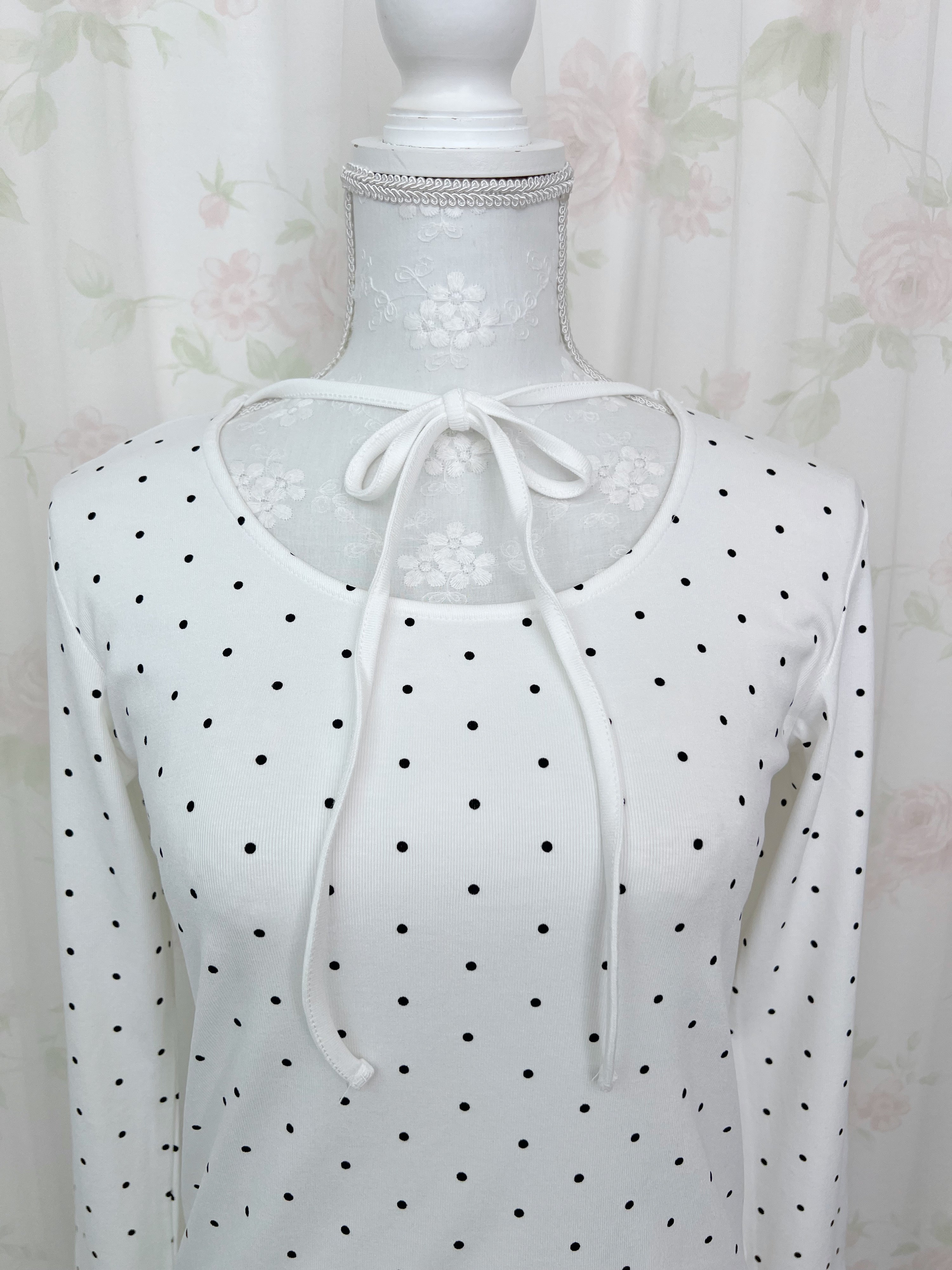 Polka Dot Halter Neck Top (White)