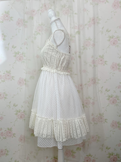 axes femme POETIQUE Striped Tulle Camisole Dress