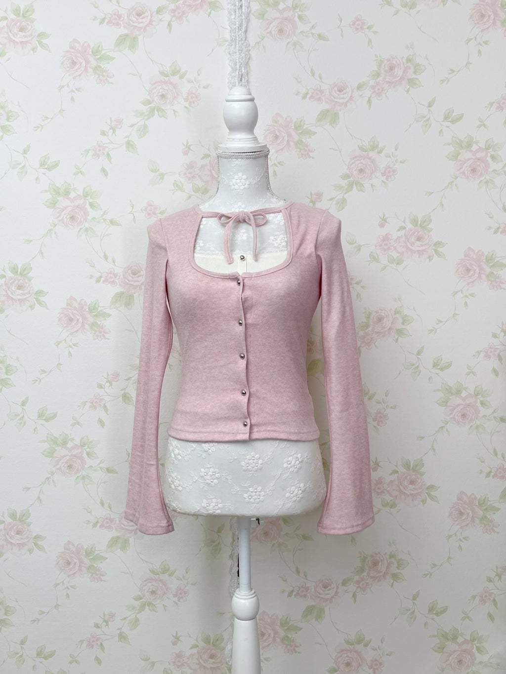 BUBBLES Milkmaid Front Lace Top (Pink)