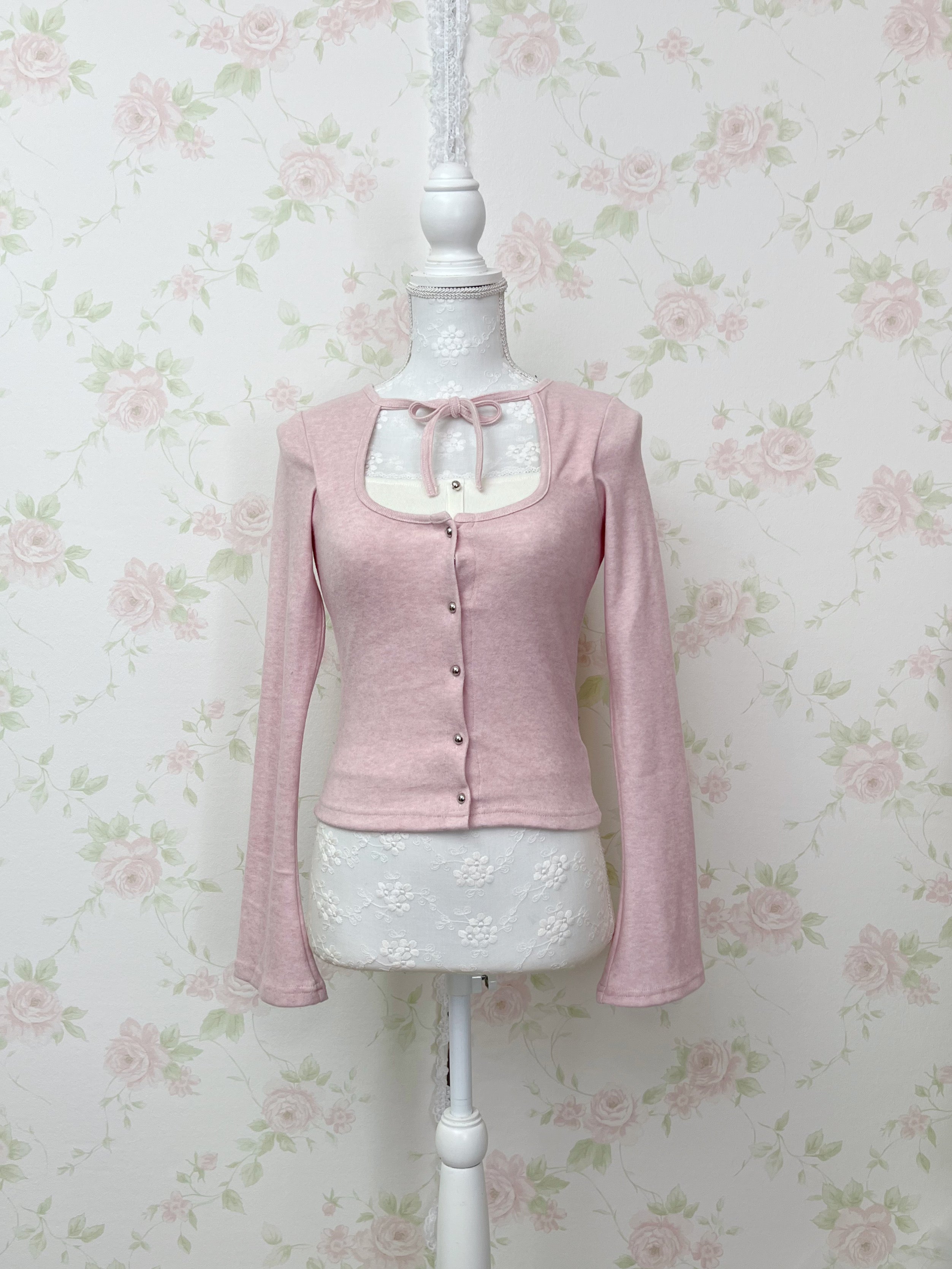 BUBBLES Milkmaid Front Lace Top (Pink)