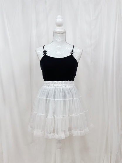 (24 Hours Sale) Petite Bow Strap Camisole With Cup (Black)