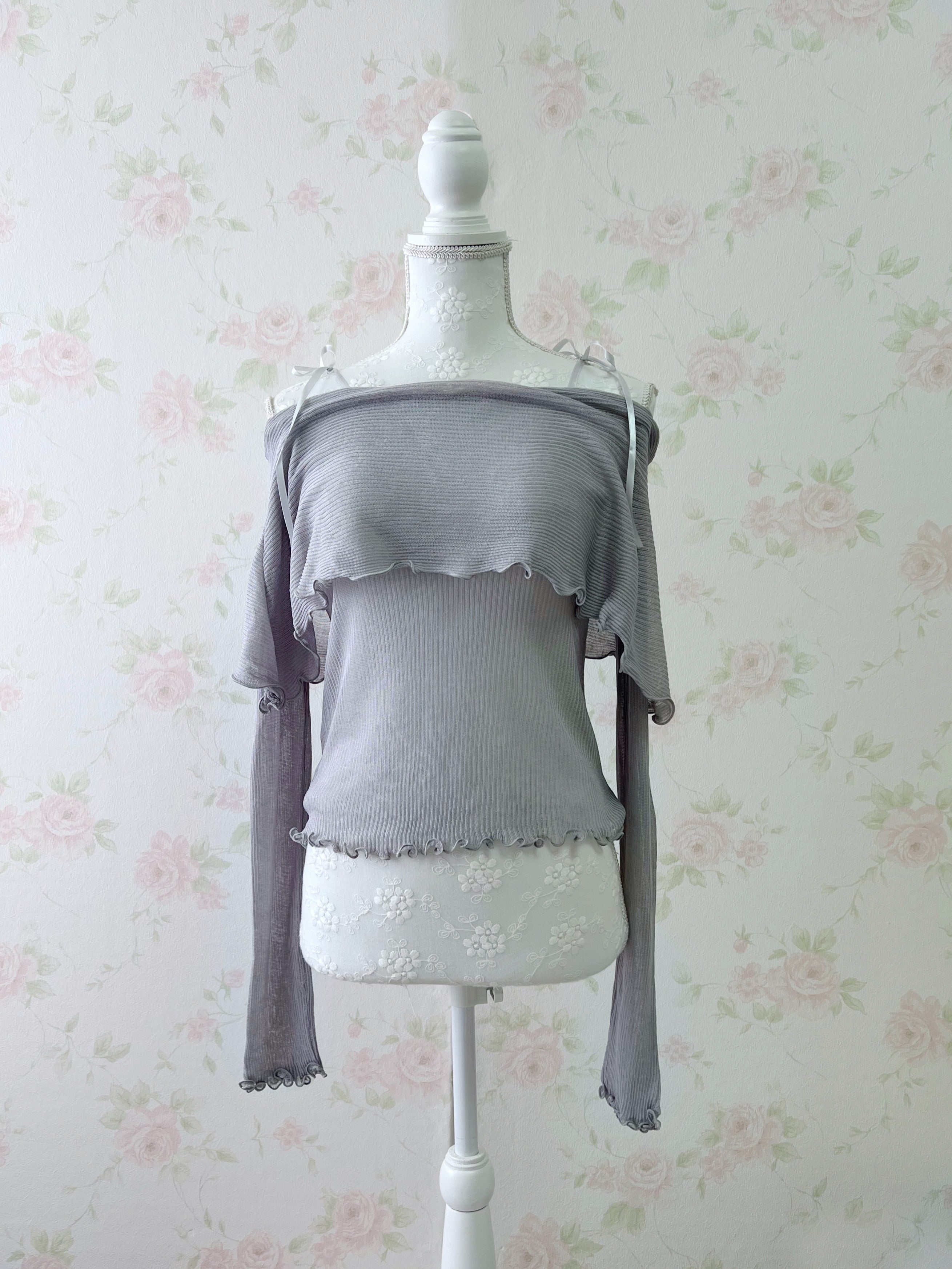 Mellow Off Shoulder Top (Gray)