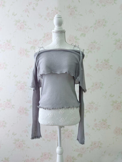 (13% OFF) GRL Mellow Off Shoulder Top (Gray)
