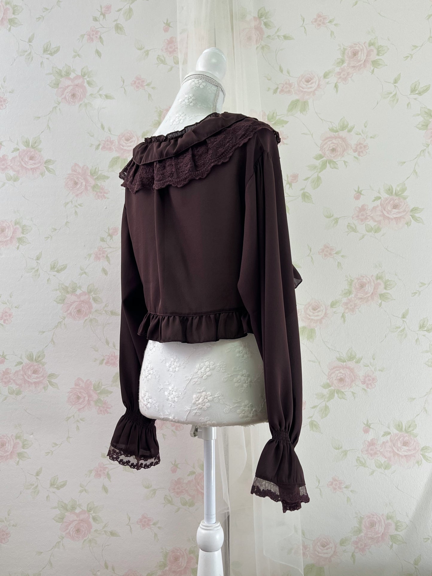 axes femme Lacy Bolero Blouse (Chocolate)