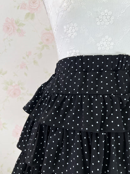 Polka Dot Tiered Skirt (Black)