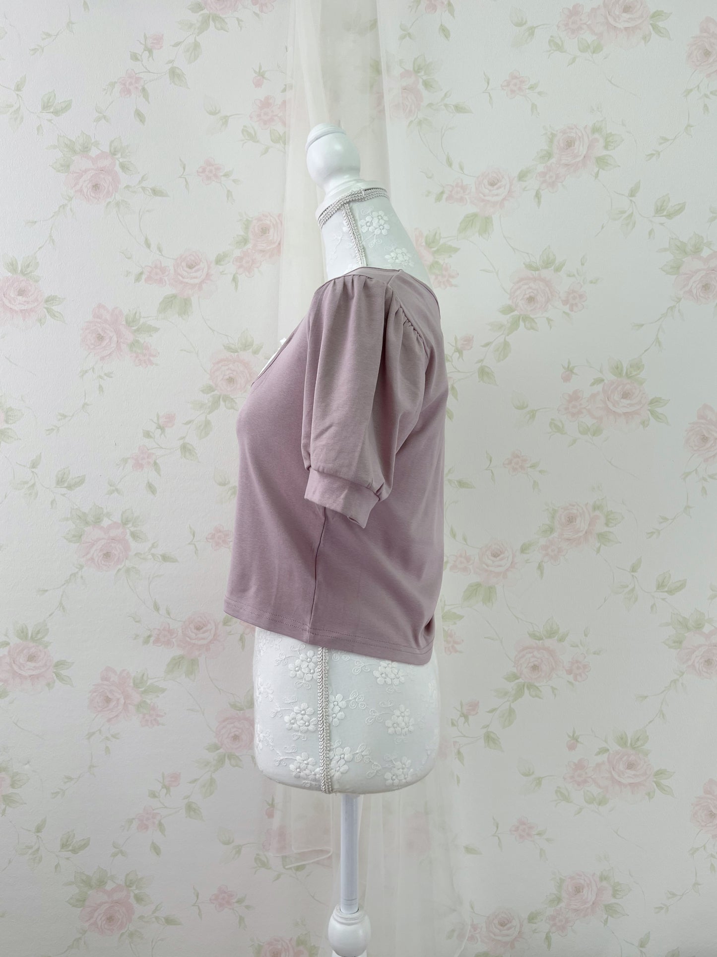 GRL Milkmaid Pearl Button Top (Pink)