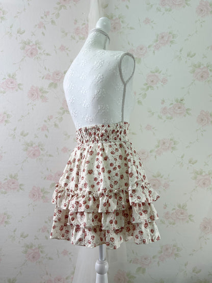 Ank Rouge Rose Lace Tiered Skirt