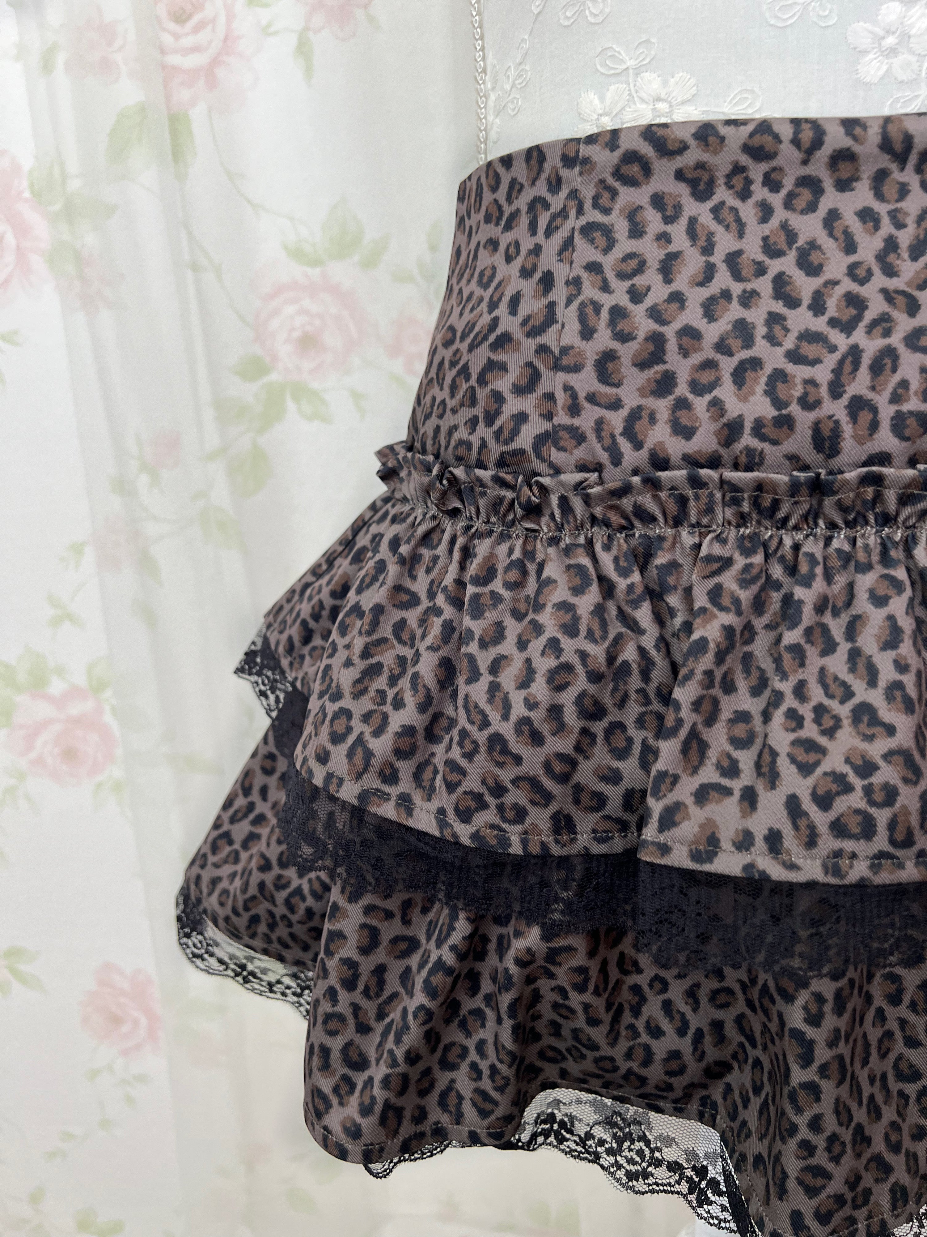 Leopard Tiered Mini Skirt