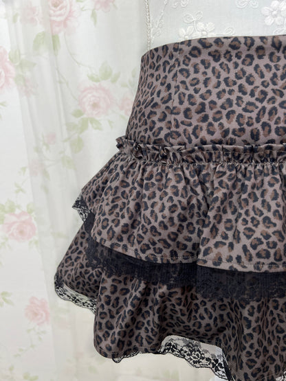 Leopard Tiered Mini Skirt