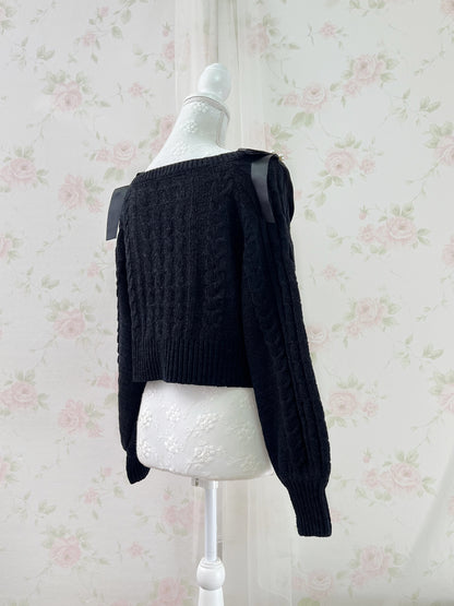GRL Shoulder Bow Sweater (Black)