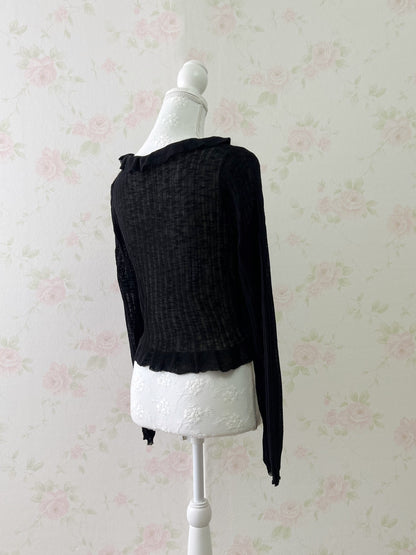 GRL Shoujo Frilled Hem Cardigan (Black)