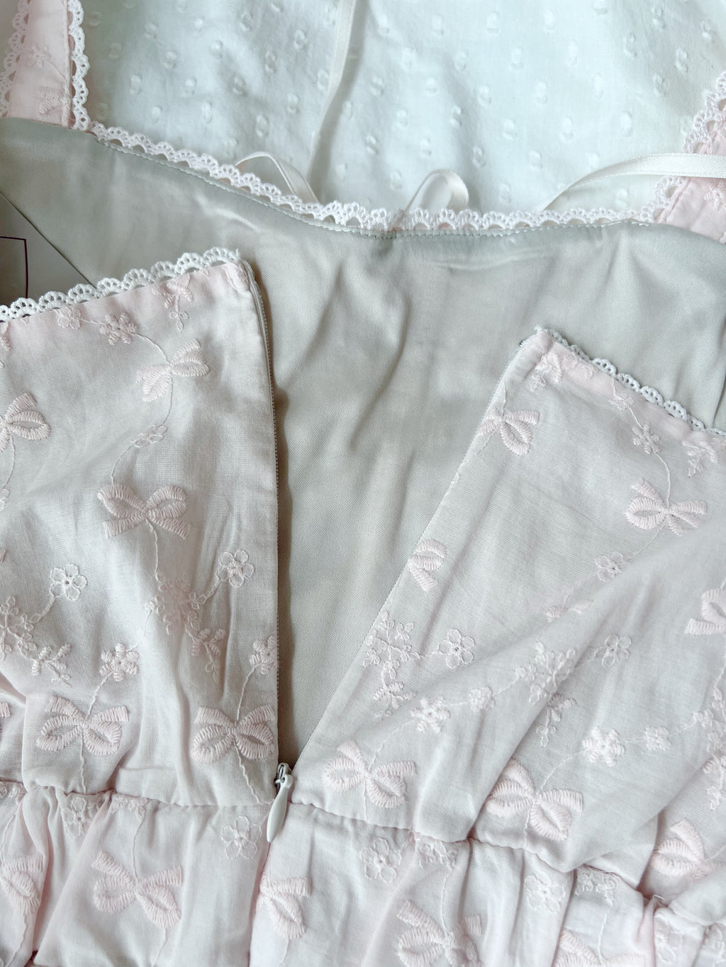 evelyn Ribbon Patterned Cotton Dress (Pink)