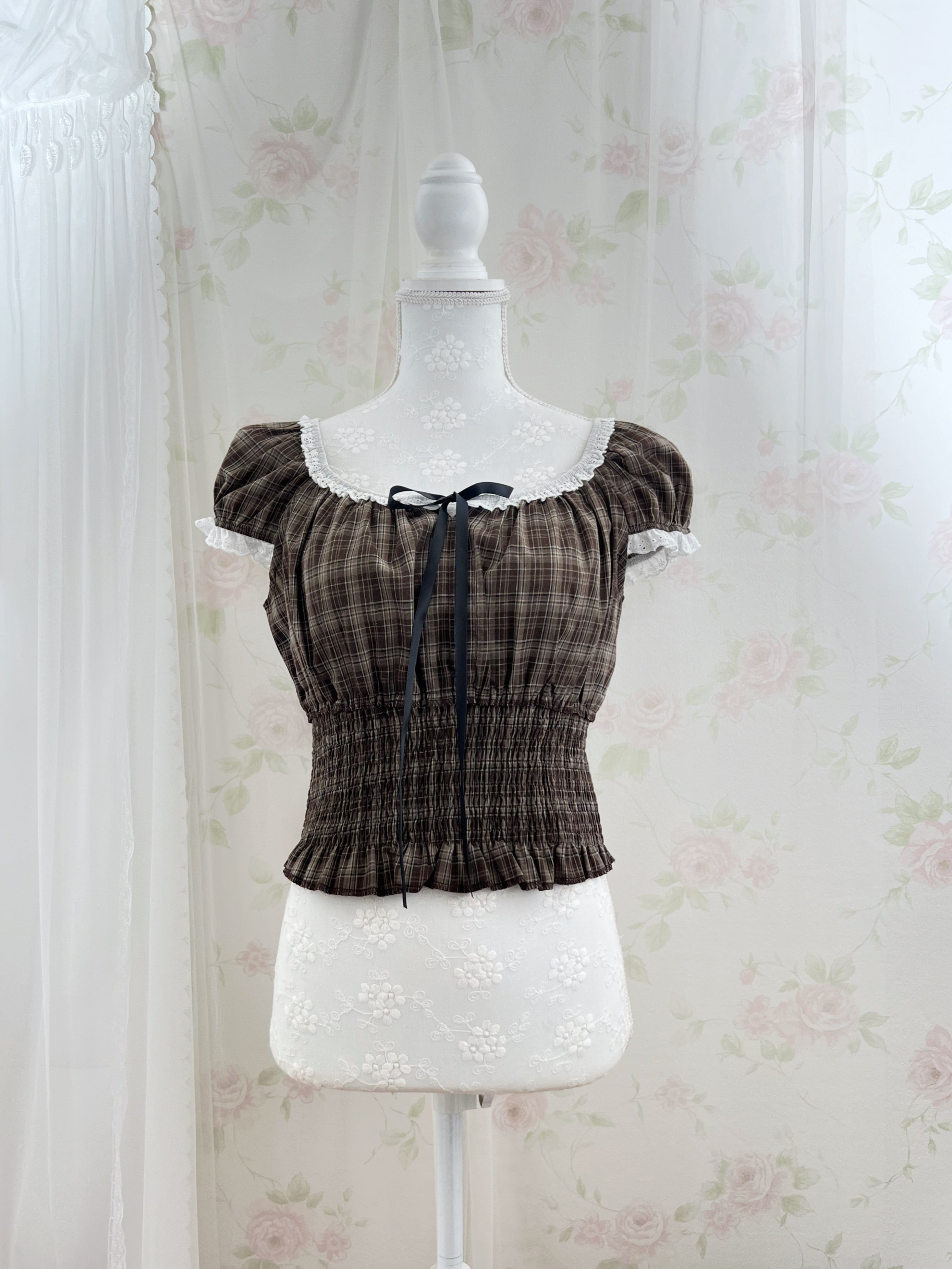Cotton Blend Dolly Checked Blouse