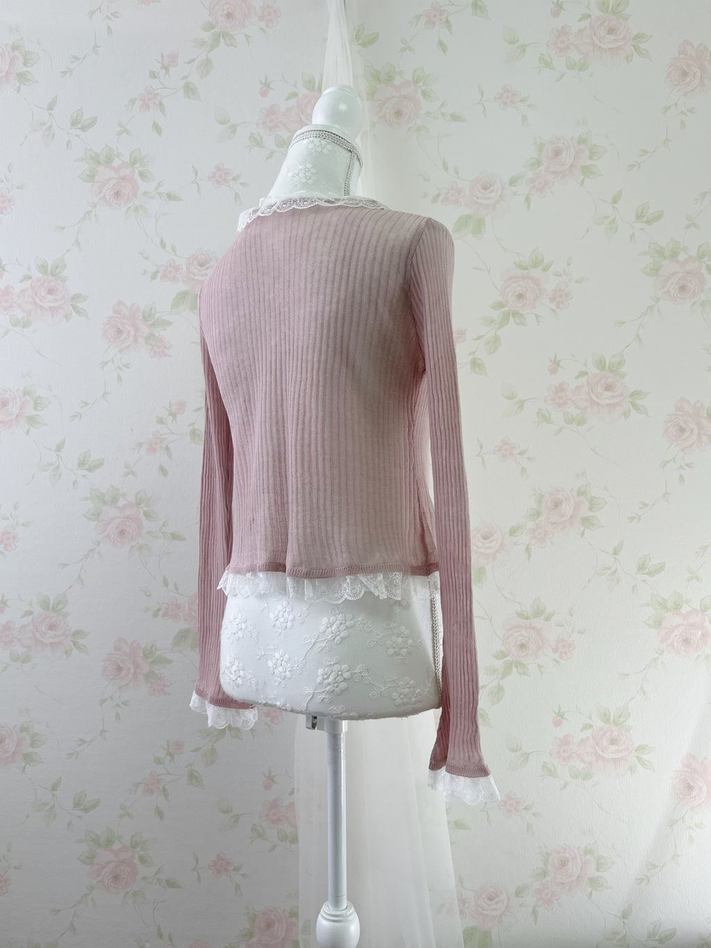 Lacy Lacy Princess Sleeve Cardigan (Pink)
