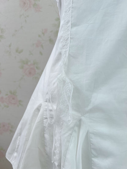 GRL Side Lacy Bow Camisole Cotton Dress (White)