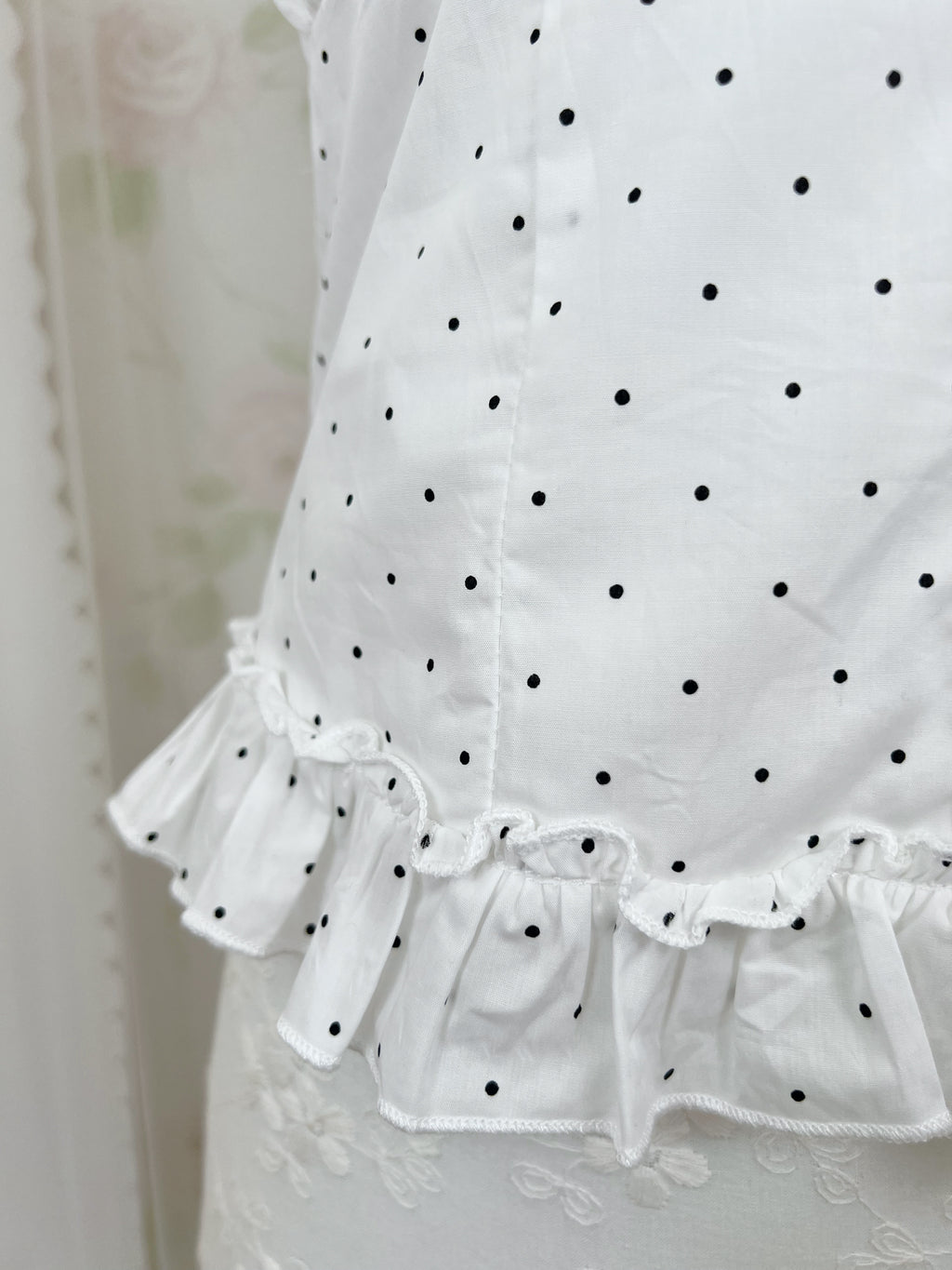 Polka Dot Dolly Cotton Blouse (White)