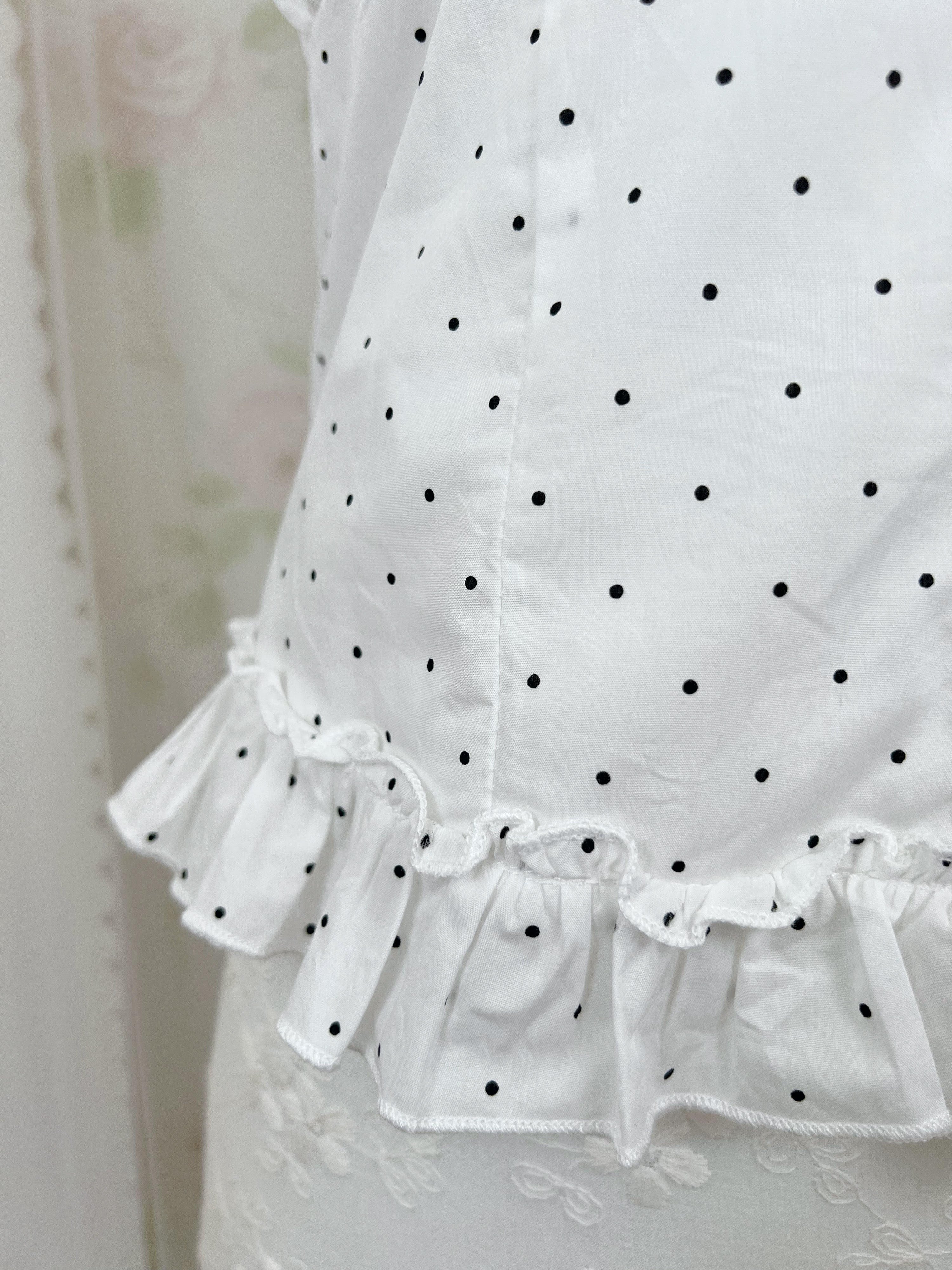 Polka Dot Dolly Cotton Blouse (White)