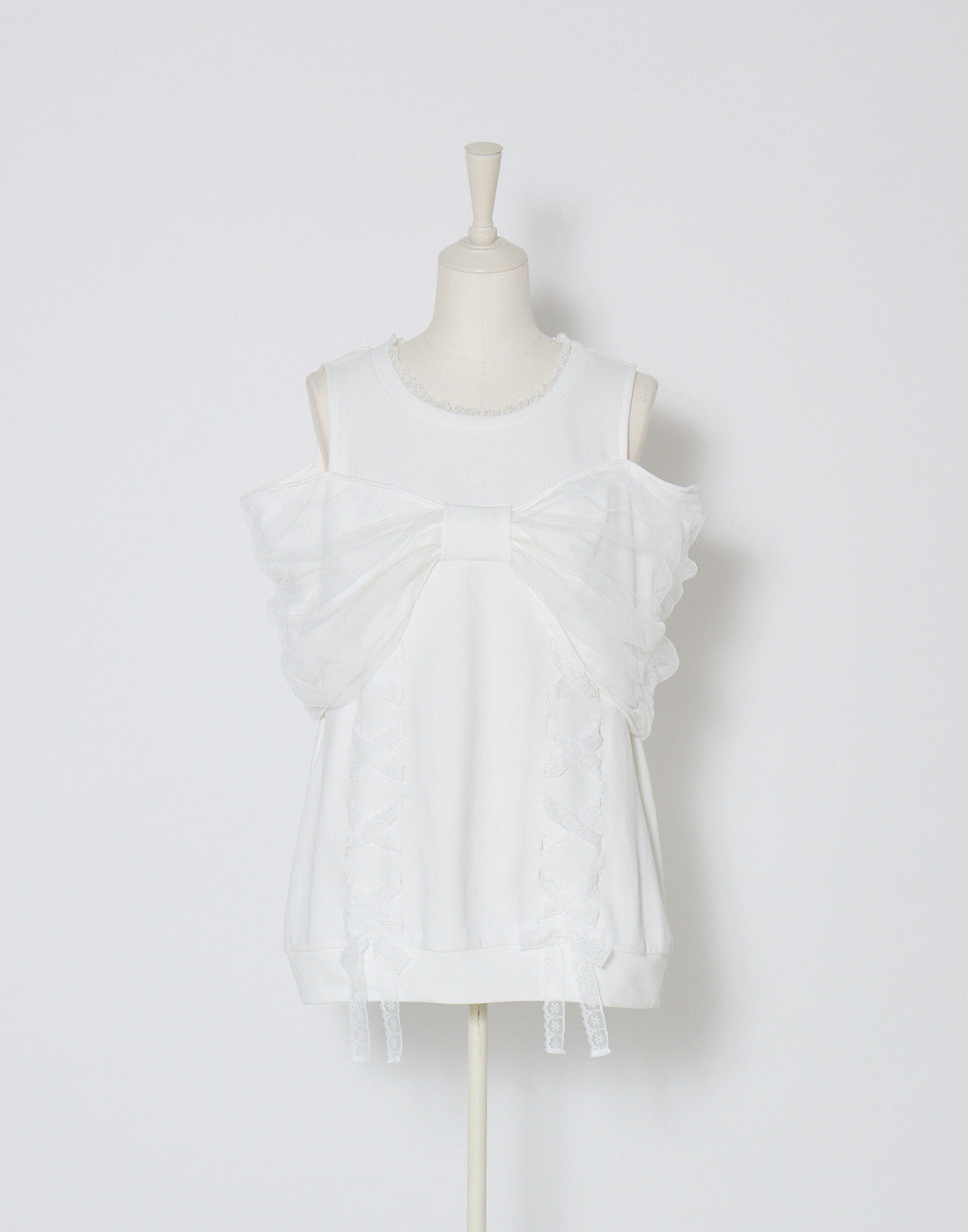 mellfy memory Tulle Ribbon Shoulder Sweat Tunic