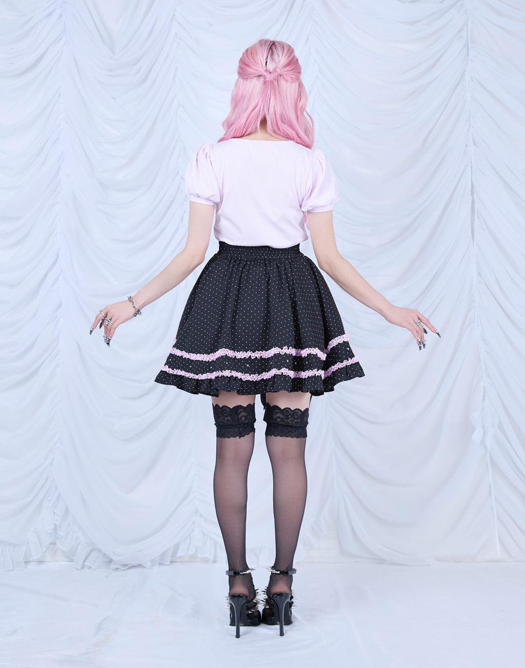 AVENCHUMU Frill heart stone logo Skirt