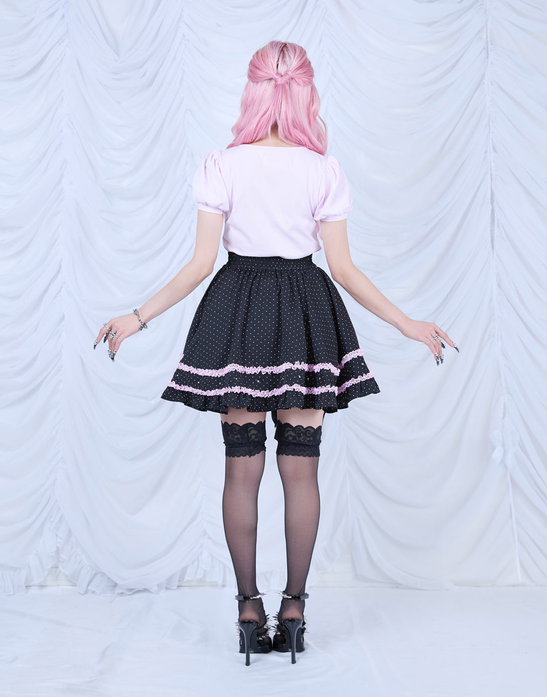AVENCHUMU Frill heart stone logo Skirt